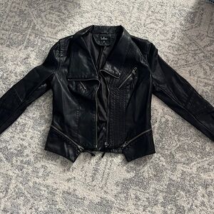 Lulu’s Faux Leather Moto Jacket with Zipper Detailing